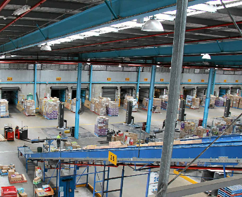 The cartons go down the right lanes, are placed on pallets, wrapped in plastic and loaded into the trailers. The cartons go down the right lanes, are placed on pallets, wrapped in plastic and loaded into the trailers.