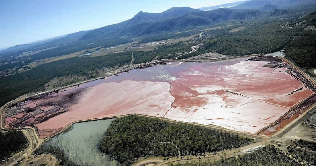 ECO BREACH: An aerial view of Rio Tinto Alcan Yarwun’s red mud dam, the focus of sentencing in Gladstone Magistrates Court. ECO BREACH: An aerial view of Rio Tinto Alcan Yarwun’s red mud dam, the focus of sentencing in Gladstone Magistrates Court.