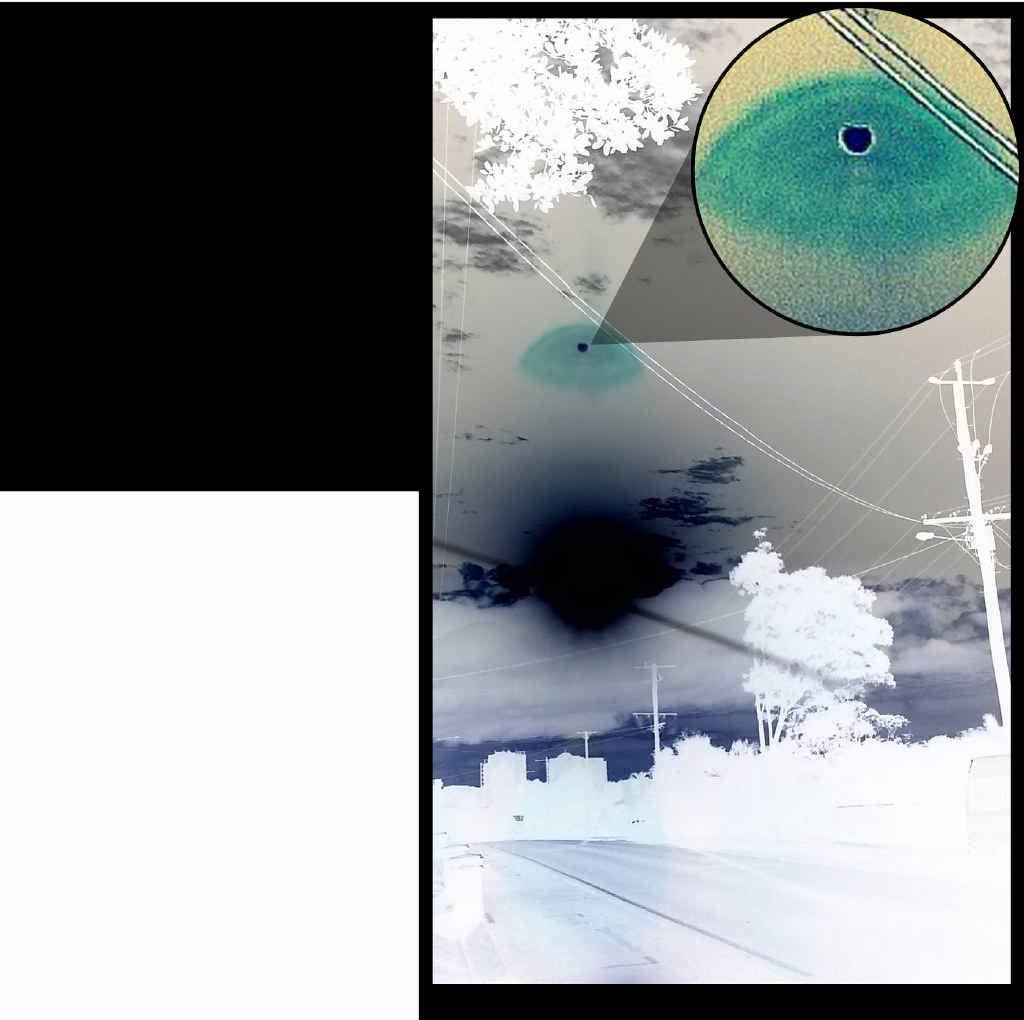 OBJECT IN QUESTION: This negative setting image depicts what appears to be a UFO. OBJECT IN QUESTION: This negative setting image depicts what appears to be a UFO.