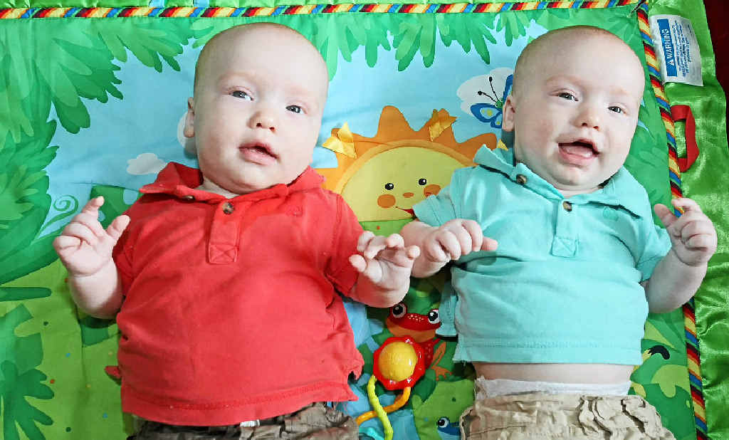 SPECIAL DAY: James and Dylan Townsend received have commemorative medallions for being born the same day as Prince George. SPECIAL DAY: James and Dylan Townsend received have commemorative medallions for being born the same day as Prince George.