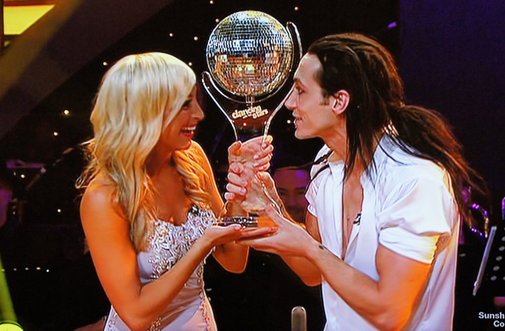 DWTS winner Cosentino celebrates with Jessica Raffa. DWTS winner Cosentino celebrates with Jessica Raffa.
