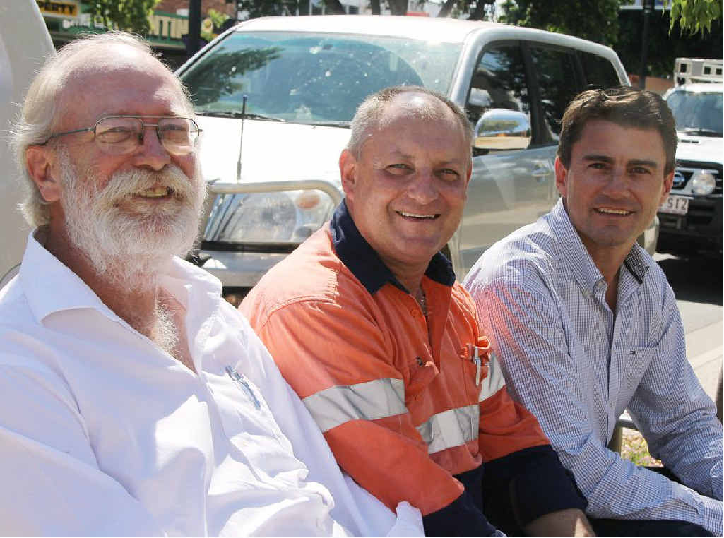Carabella Resources chief financial officer Graham Taggert, executive manager Jeff Beatty and managing director Anthony Quin in Emerald last week. Carabella Resources chief financial officer Graham Taggert, executive manager Jeff Beatty and managing director Anthony Quin in Emerald last week.