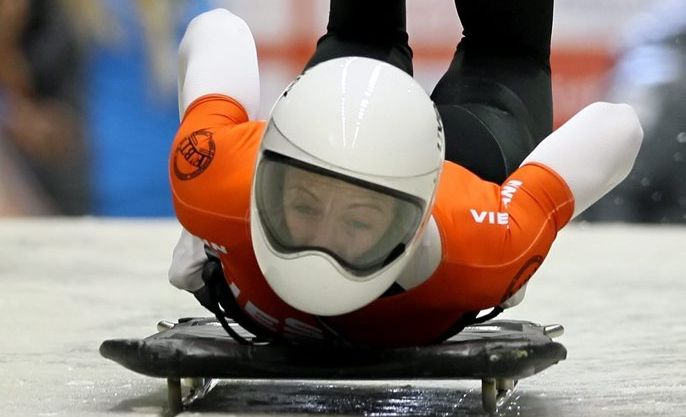 LONG JOURNEY: Bundaberg Michelle Stelle travelled around the world to compete in the World Cup event at Calgary in the lead up to the 2014 Winter Olympics. Photo: Sergei Chirikov/AAP LONG JOURNEY: Bundaberg Michelle Stelle travelled around the world to compete in the World Cup event at Calgary in the lead up to the 2014 Winter Olympics. Photo: Sergei Chirikov/AAP