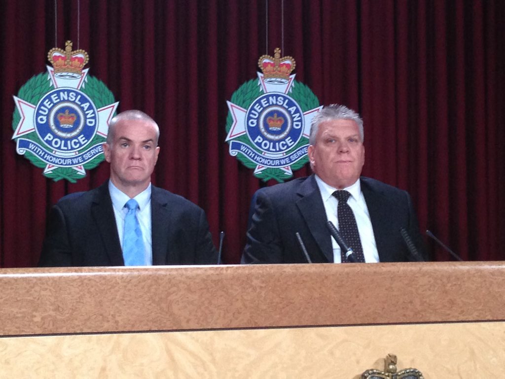 Wide Bay Burnett District Acting Inspector Bruce McNab (left) and Detective Superintendent Jon Wacker of the Drug and Serious Crime Group talk about the weapons and ammunition seizures at Monto. Picture: Adam Davies Wide Bay Burnett District Acting Inspector Bruce McNab (left) and Detective Superintendent Jon Wacker of the Drug and Serious Crime Group talk about the weapons and ammunition seizures at Monto. Picture: Adam Davies