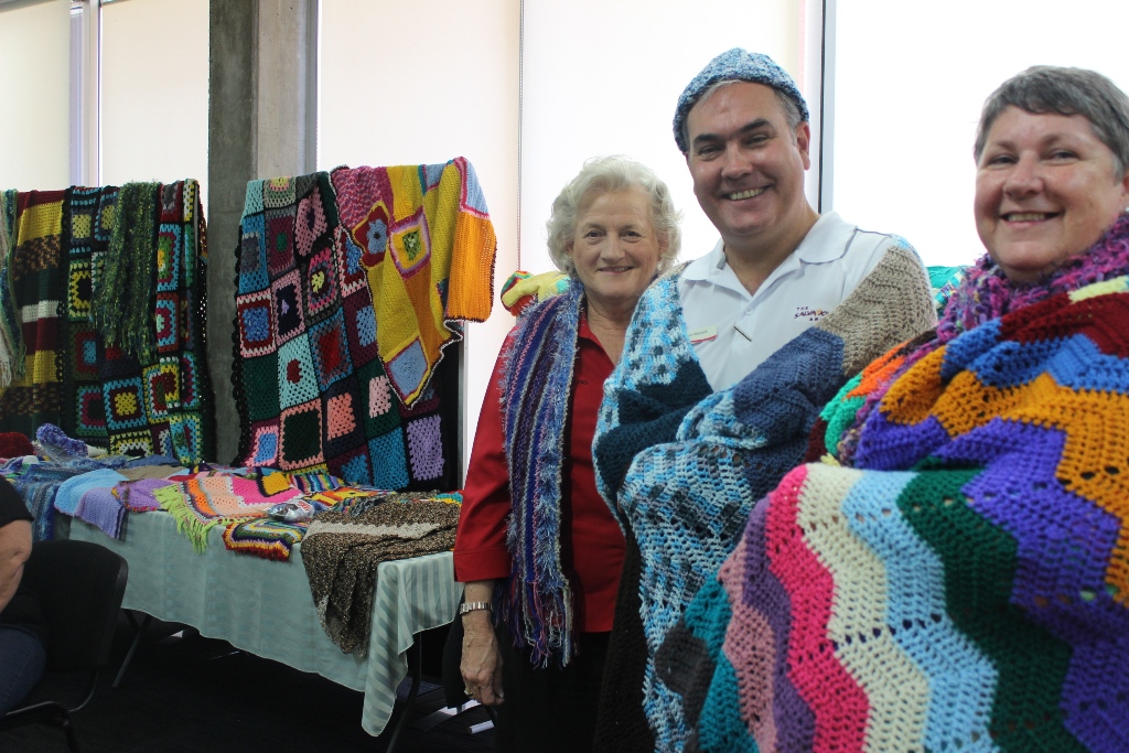 Cr Rose Swadling, Major Colin Maxwell from the Salvation Army and Lesley Guy from Australian Red Cross with items generously donated from the Lively Knitting and Crocheting Club. Cr Rose Swadling, Major Colin Maxwell from the Salvation Army and Lesley Guy from Australian Red Cross with items generously donated from the Lively Knitting and Crocheting Club.