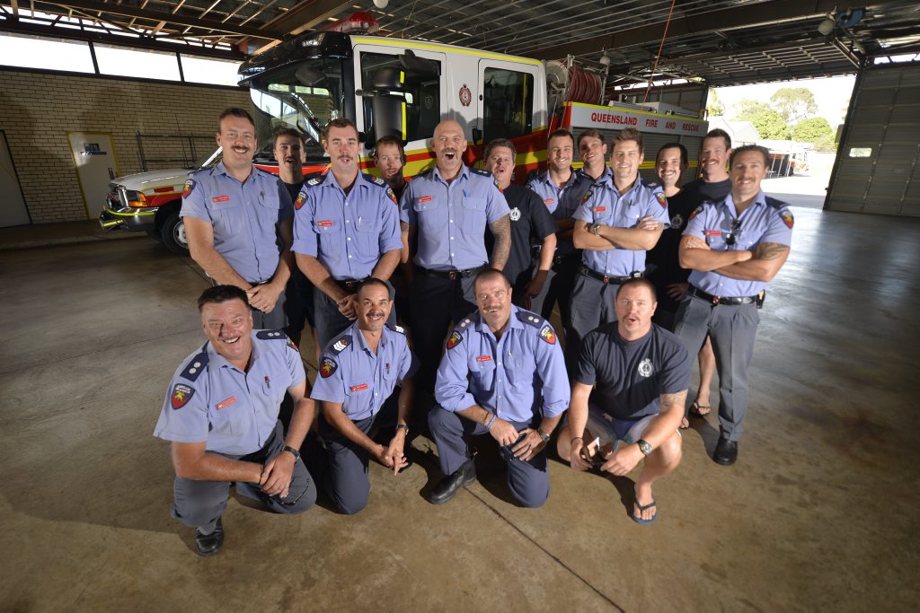 Gladstone firefighters show off their Movember efforts. Gladstone firefighters show off their Movember efforts.