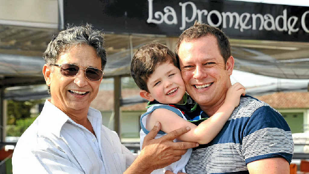 STRANGER’S HELP: Lindsay Ross-Gilder (left) and his family and staff from La Promenade Cafe in Caloundra have donated $10,000 to help Jackson Keleher and his father David. STRANGER’S HELP: Lindsay Ross-Gilder (left) and his family and staff from La Promenade Cafe in Caloundra have donated $10,000 to help Jackson Keleher and his father David.