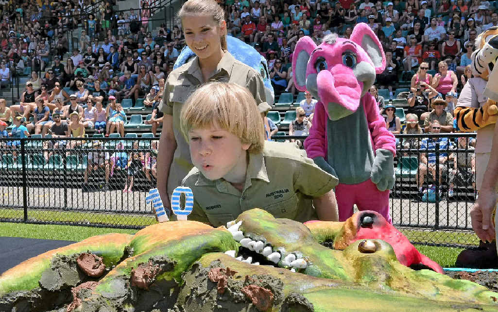 Blowing out the candles is easy compared to feeding a 400kg saltwater crocodile. Blowing out the candles is easy compared to feeding a 400kg saltwater crocodile.