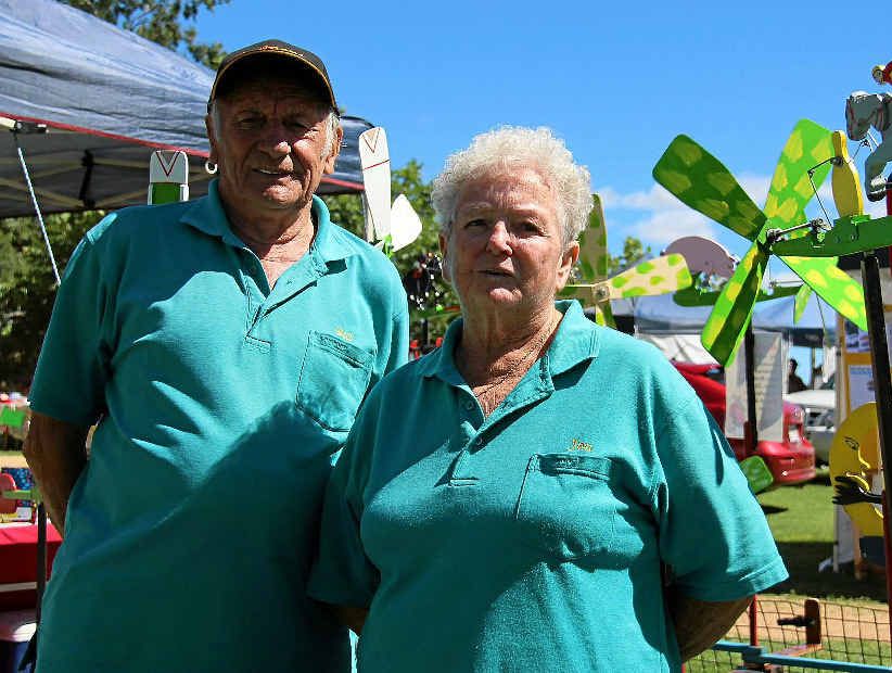 GLENGALLAN FIRST-TIMERS: Whirligigs and weathervane stall holders Bill and Jan Decker were at the Glengallan Markets for the first time on Sunday.