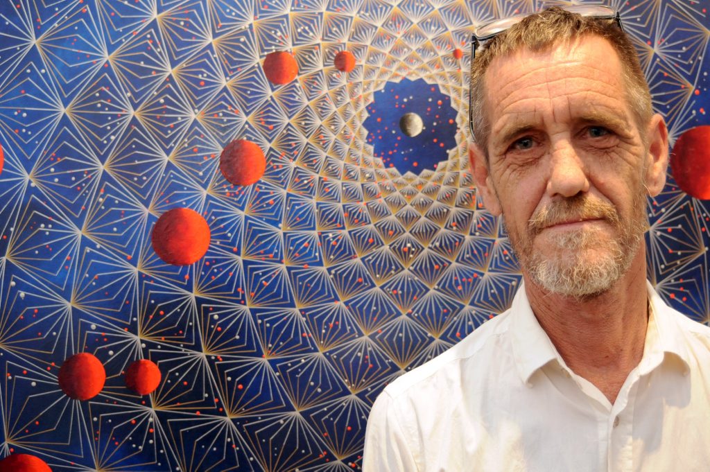 Leigh Arnold of Lismore with his 3D exhibition at the Lismore Art Gallery, Eternity. Leigh Arnold of Lismore with his 3D exhibition at the Lismore Art Gallery, Eternity.