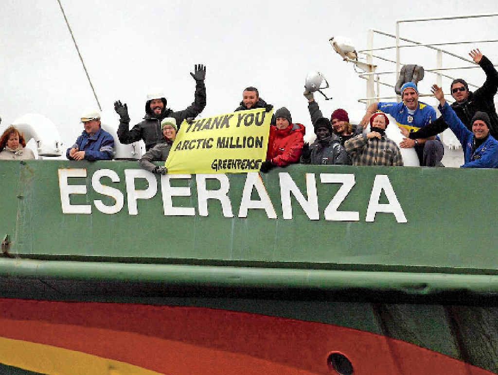PROTEST: Greenpeace ship MY Esperanza. PROTEST: Greenpeace ship MY Esperanza.