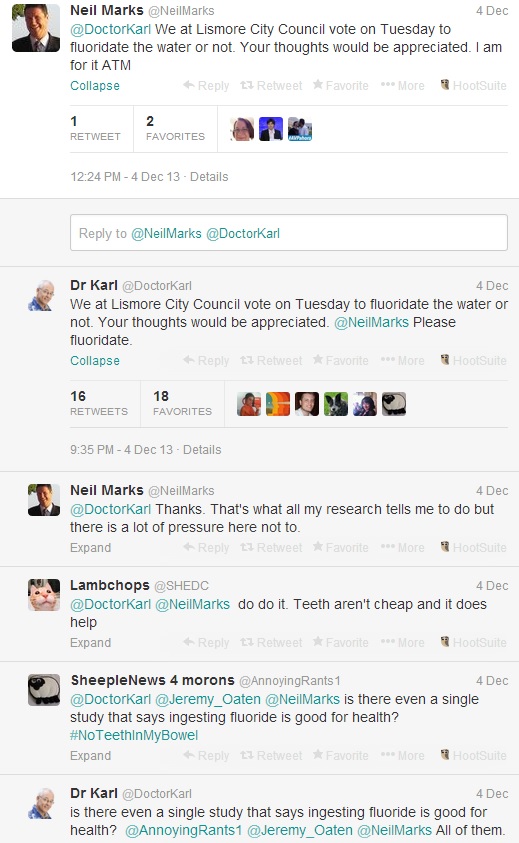 Cr Neil Marks and Dr Karl's brief exchange on Twitter Cr Neil Marks and Dr Karl's brief exchange on Twitter