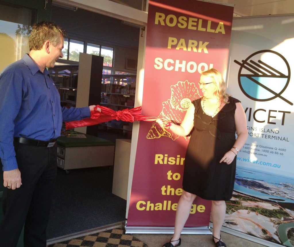WICET General Manager - Project Delivery, Malcolm McPhan and Rosella Park School Principal Kate Russ officially open the new Rosella Park School library. Photo Contributed WICET General Manager - Project Delivery, Malcolm McPhan and Rosella Park School Principal Kate Russ officially open the new Rosella Park School library. Photo Contributed
