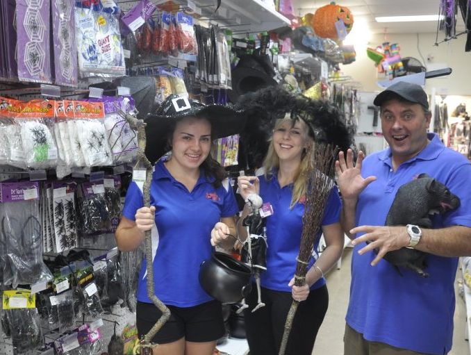 Party Hut workers Alice Mason, Millia McDonald and Paul Mason prepare for Friday the 13th. Party Hut workers Alice Mason, Millia McDonald and Paul Mason prepare for Friday the 13th.
