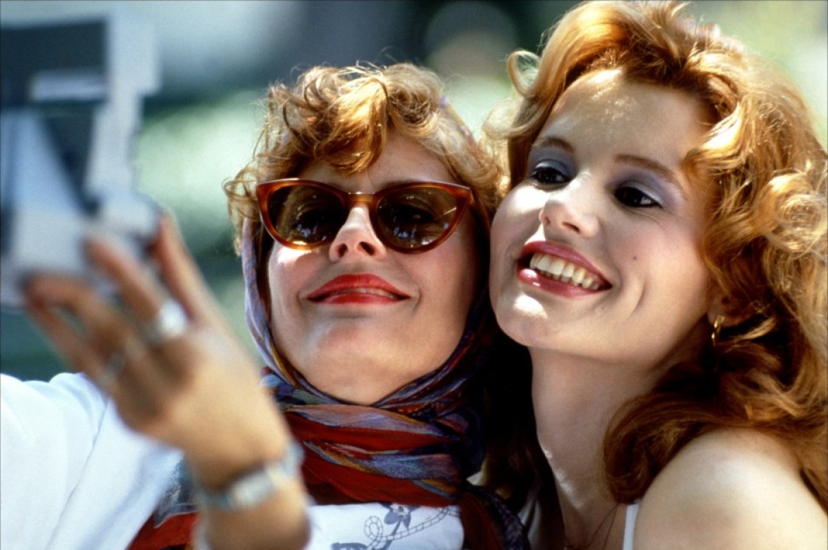Susan Sarandon and Geena Davis in Thelma and Louise. Susan Sarandon and Geena Davis in Thelma and Louise.