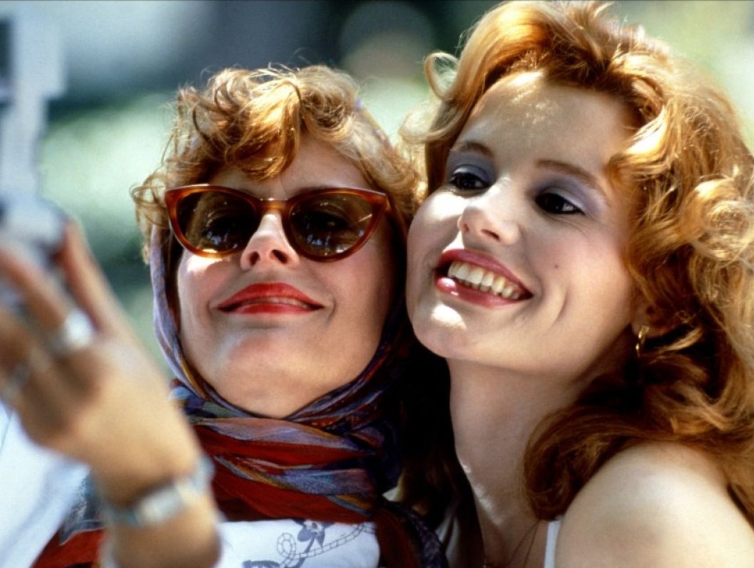Susan Sarandon and Geena Davis in Thelma and Louise. Susan Sarandon and Geena Davis in Thelma and Louise.