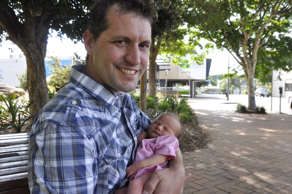 Matthew Bruggemann holds his newborn daughter Lillian. He is angry about service he received from Toowoomba Regional Council customer service centre. Matthew Bruggemann holds his newborn daughter Lillian. He is angry about service he received from Toowoomba Regional Council customer service centre.