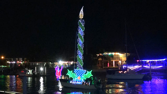 Decked out with Christmas lights for the Mooloolaba Christmas Boat Parade Decked out with Christmas lights for the Mooloolaba Christmas Boat Parade
