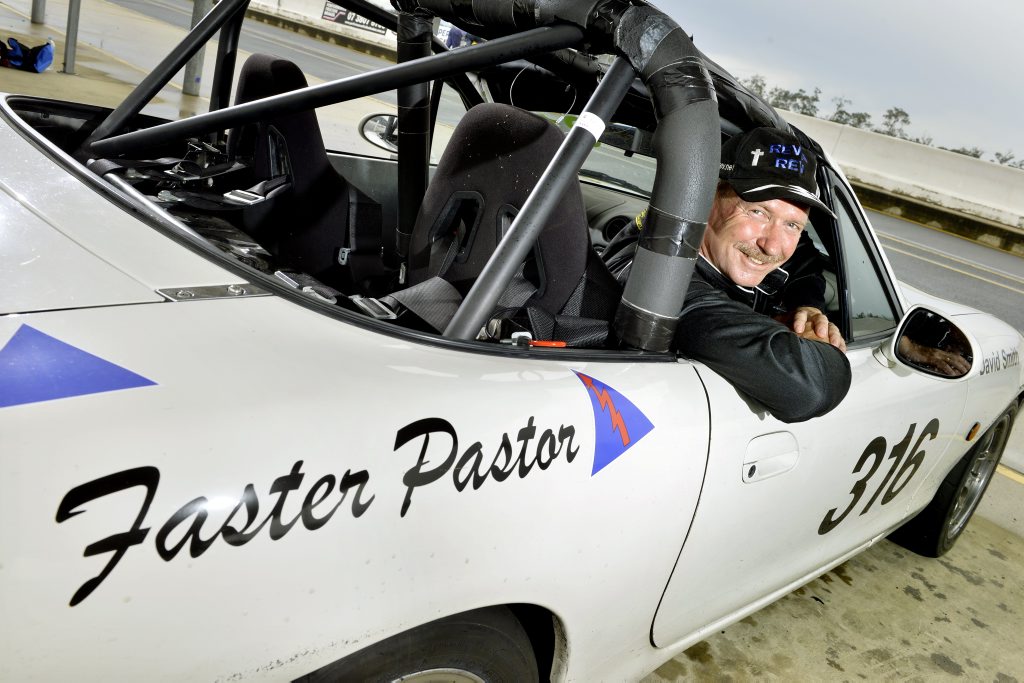 ADRENALINE RUSH: Grace Christian Church Pastor David Smith enjoys the world of race car driving. ADRENALINE RUSH: Grace Christian Church Pastor David Smith enjoys the world of race car driving.
