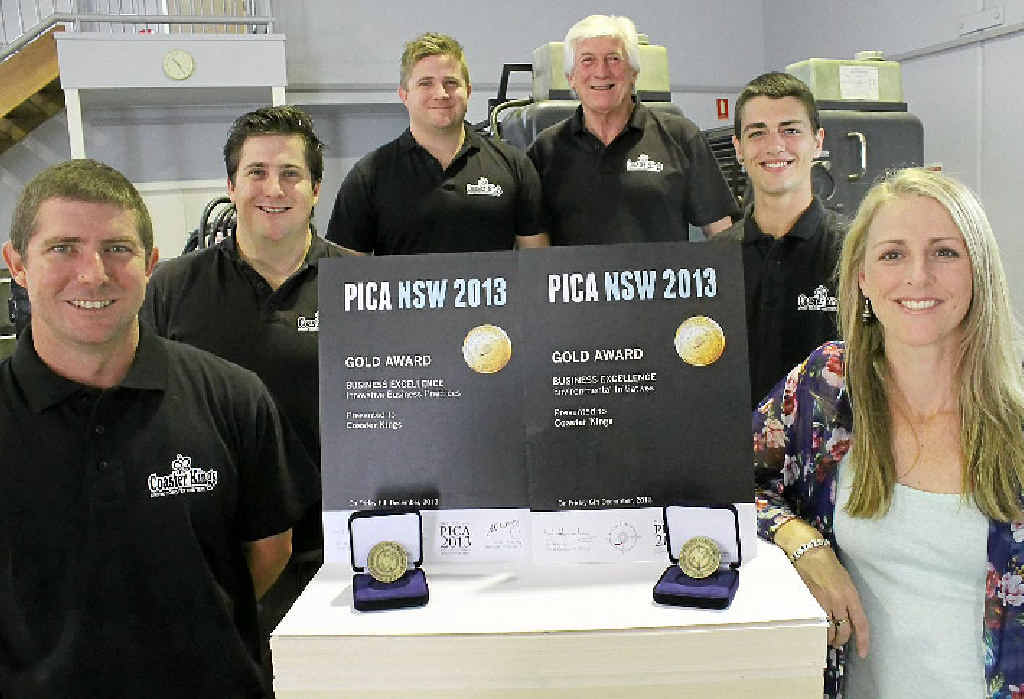 WINNERS: Mick, Gav, Steve and Phil Calnan, Murray Webster and Rikki-Lee Calnan from Coaster Kings at Ballina. WINNERS: Mick, Gav, Steve and Phil Calnan, Murray Webster and Rikki-Lee Calnan from Coaster Kings at Ballina.