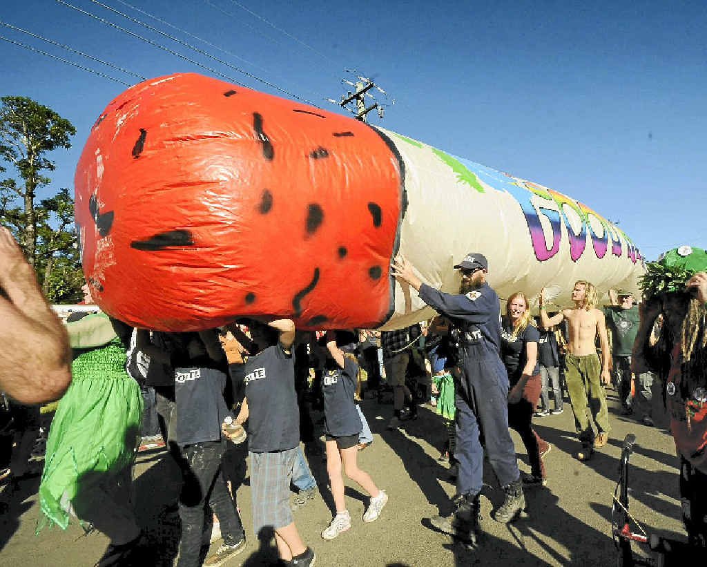 DISJOINTED: The Big Joint makes its way in last year’s Nimbin MardiGrass. DISJOINTED: The Big Joint makes its way in last year’s Nimbin MardiGrass.