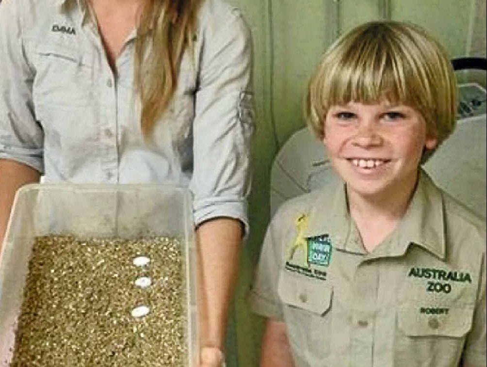 SURPRISE FIND: Robert Irwin and Emma from Australia Zoo pose with some eggs found at the Palmersaurus. SURPRISE FIND: Robert Irwin and Emma from Australia Zoo pose with some eggs found at the Palmersaurus.