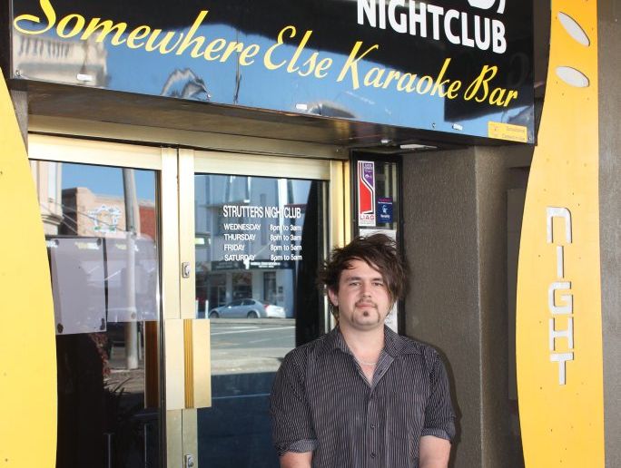 Andrew Lacey out the front of Studio 2 nightclub when it was announced he was the new manager. Andrew Lacey out the front of Studio 2 nightclub when it was announced he was the new manager.
