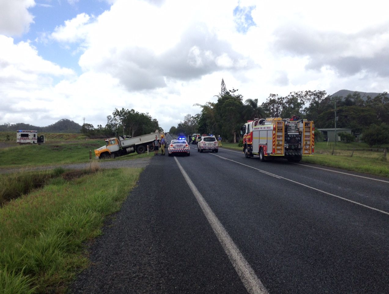 A crash has closed the Bruce Hwy near Hampden. A crash has closed the Bruce Hwy near Hampden.