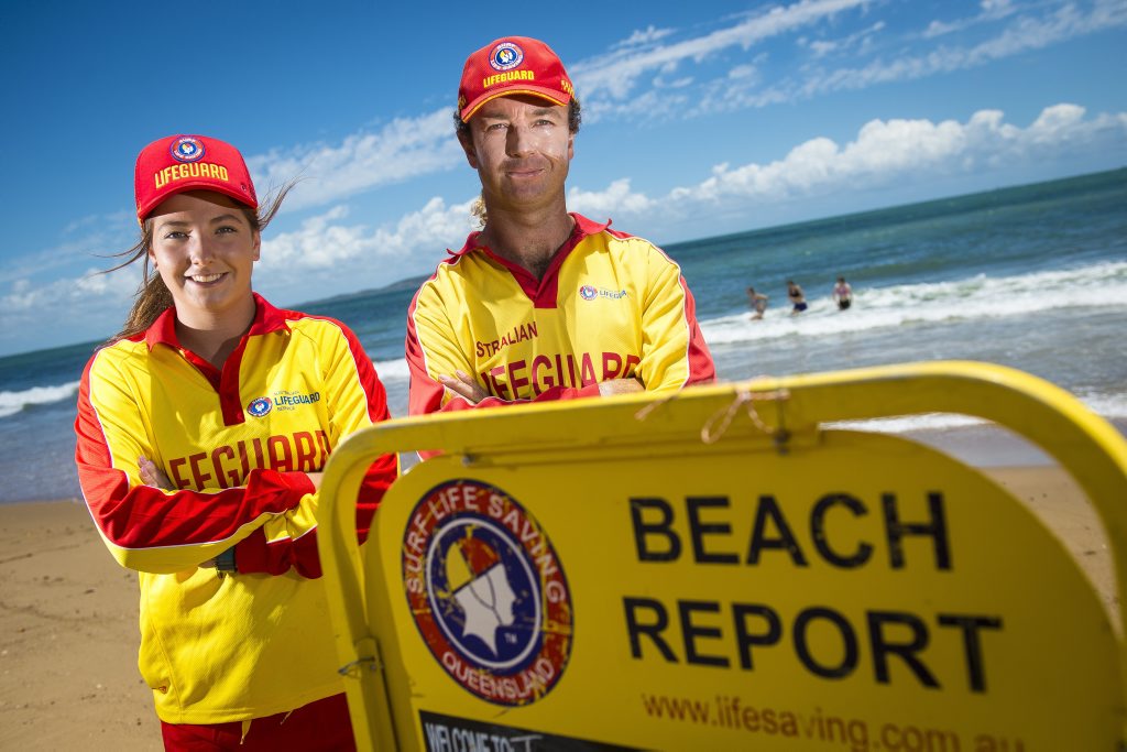 Two of the friendly faces on lifeguard duty at Tannum Sands beach, who are urging people to be sun and water-smart this summer, are Mariah Vaughan and Greg Stratford. Two of the friendly faces on lifeguard duty at Tannum Sands beach, who are urging people to be sun and water-smart this summer, are Mariah Vaughan and Greg Stratford.