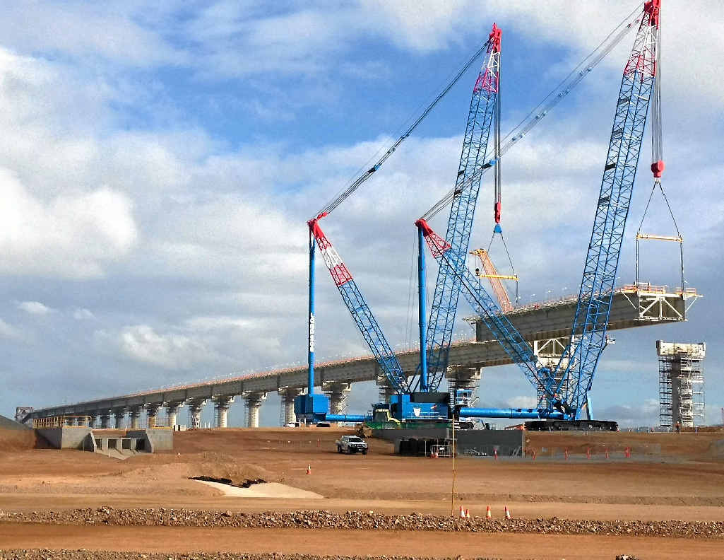 The final stacker gantry is lifted into place at the WICET coal stockyard. The final stacker gantry is lifted into place at the WICET coal stockyard.