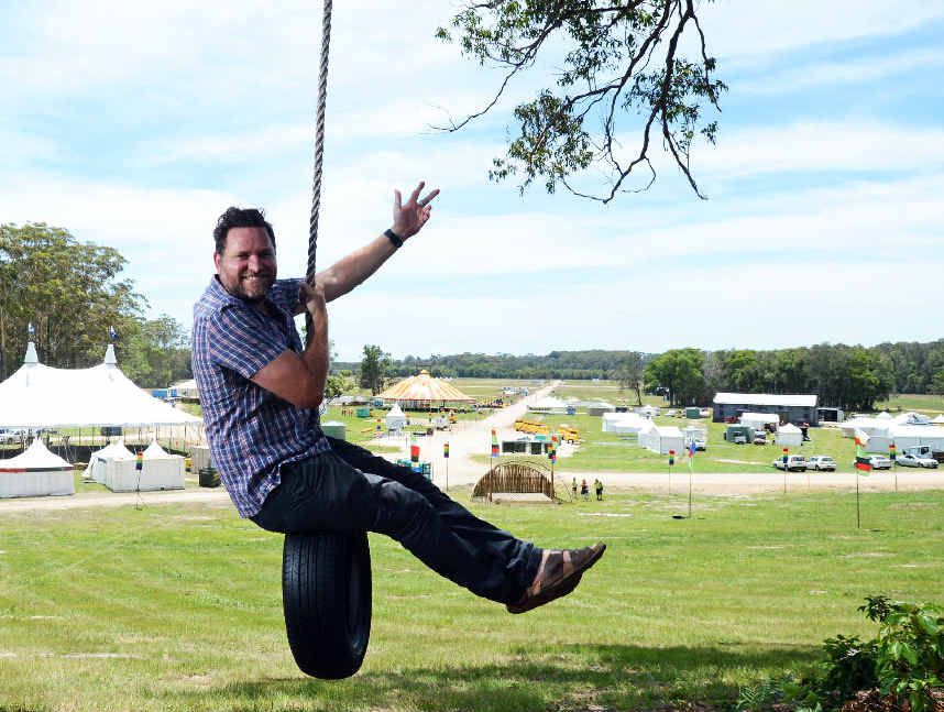 IN THE SWING: Byron Shire Mayor Simon Richardson at the 2013 Falls Festival site at Yelgun. IN THE SWING: Byron Shire Mayor Simon Richardson at the 2013 Falls Festival site at Yelgun.