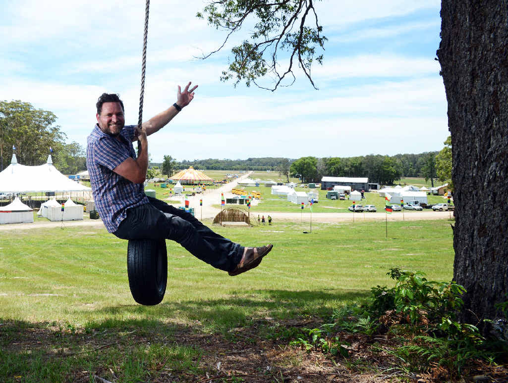 IN THE SWING: Byron Shire Mayor Simon Richardson at the 2013 Falls Festival site at Yelgun. IN THE SWING: Byron Shire Mayor Simon Richardson at the 2013 Falls Festival site at Yelgun.