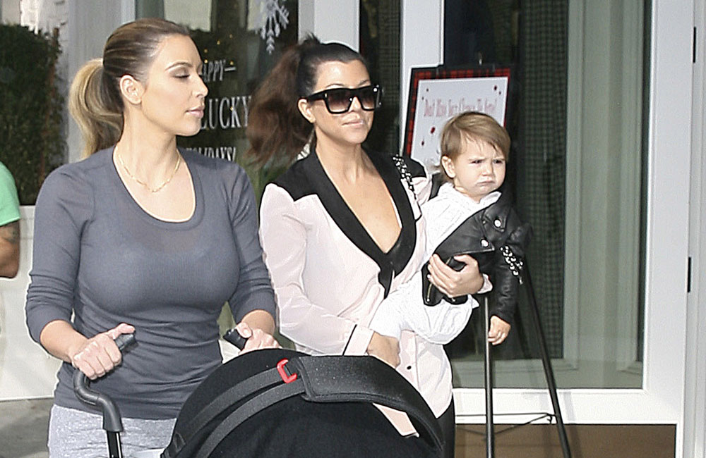 Kim and Kourtney Kardashian with their daughters. Kim and Kourtney Kardashian with their daughters.