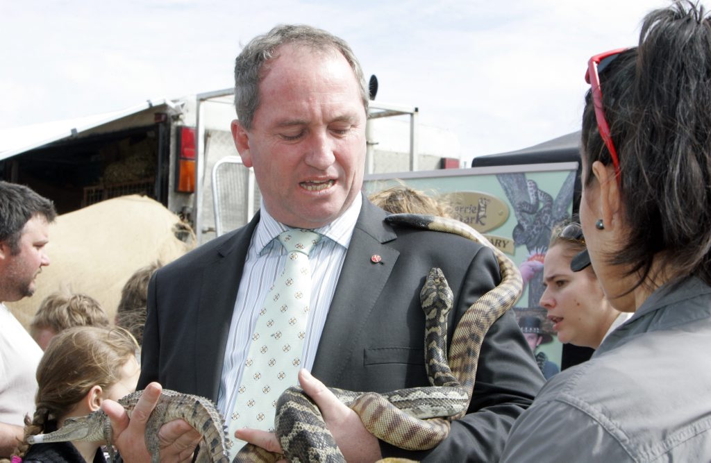 Barnaby Joyce gets up close and person with some creatures from Cooberrie Park. Barnaby Joyce gets up close and person with some creatures from Cooberrie Park.