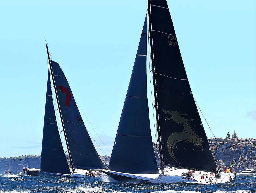 OUT IN FRONT: Wild Oats XI and Beau Geste lead the field out to sea during the 2013 Sydney to Hobart yesterday. OUT IN FRONT: Wild Oats XI and Beau Geste lead the field out to sea during the 2013 Sydney to Hobart yesterday.