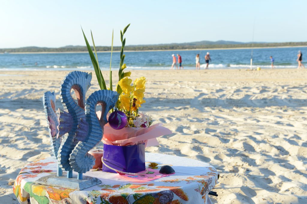 A memorial to lightning victim Kenny Dixon who was killed last Friday when he was struck by lightning on the beach at Inskip Pt. A memorial to lightning victim Kenny Dixon who was killed last Friday when he was struck by lightning on the beach at Inskip Pt.