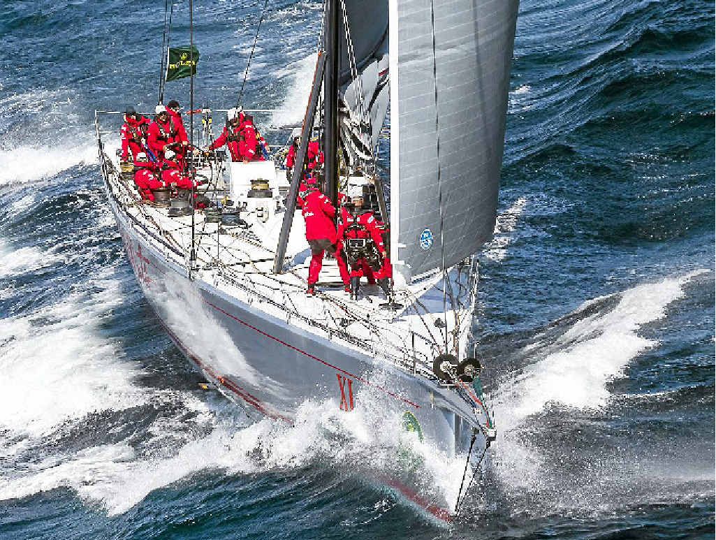FIRST ACROSS THE LINE: Wild Oats XI wins the 2013 Sydney to Hobart Yacht Race. FIRST ACROSS THE LINE: Wild Oats XI wins the 2013 Sydney to Hobart Yacht Race.