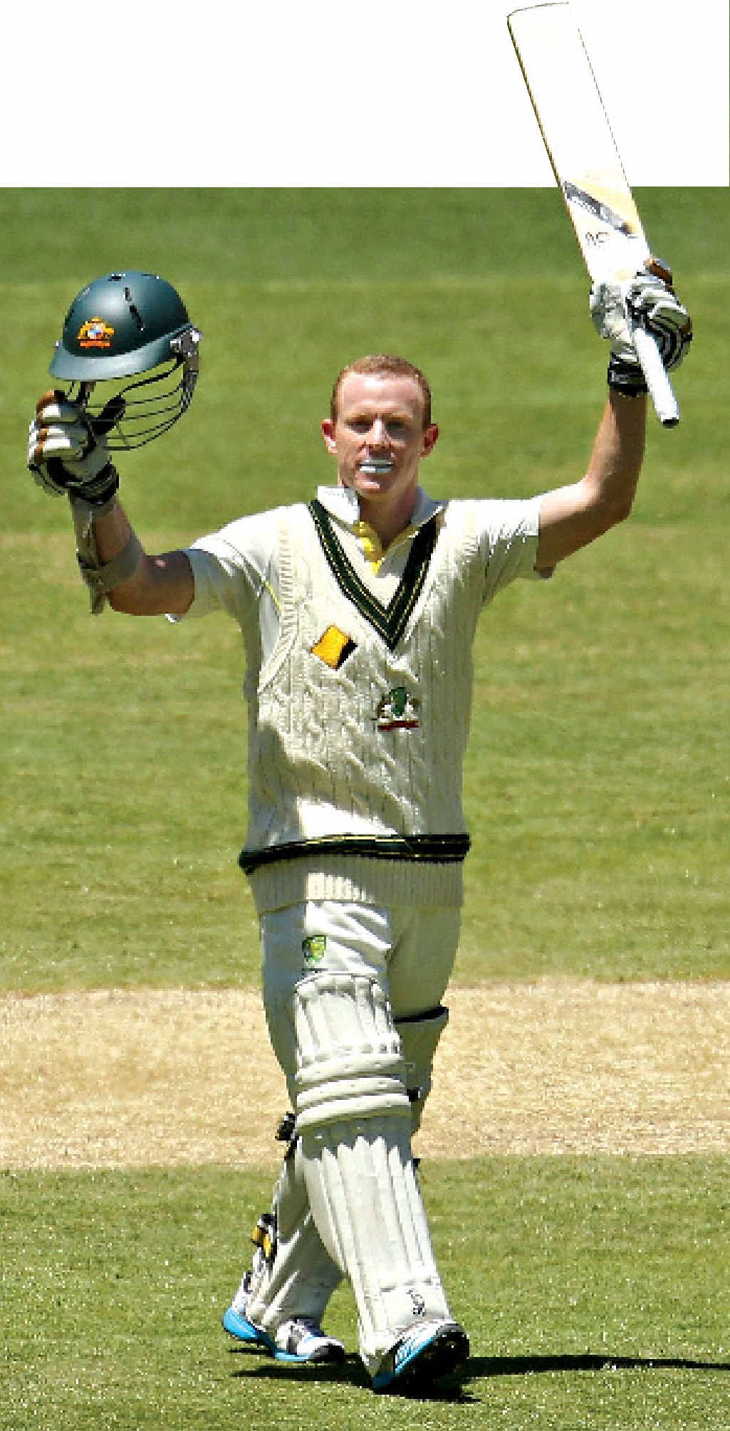 TON UP: Australian opener Chris Rogers celebrates reaching his second century at the MCG yesterday. TON UP: Australian opener Chris Rogers celebrates reaching his second century at the MCG yesterday.