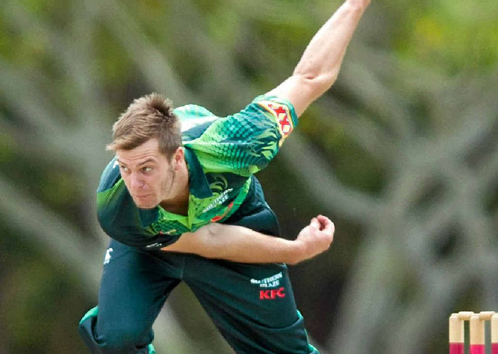 Paceman Mark Steketee in action in Brisbane. Paceman Mark Steketee in action in Brisbane.