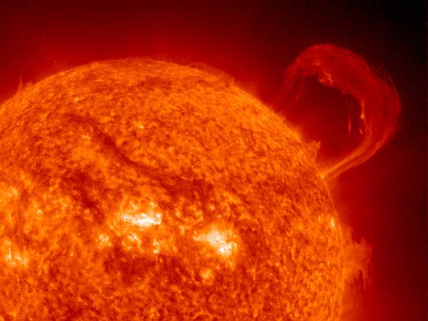 At the height of the magnetic flip, the sun goes through periods of increased solar activity with more sunspots and eruptive events such as solar flares
Nasa/European Space Agency At the height of the magnetic flip, the sun goes through periods of increased solar activity with more sunspots and eruptive events such as solar flares
Nasa/European Space Agency