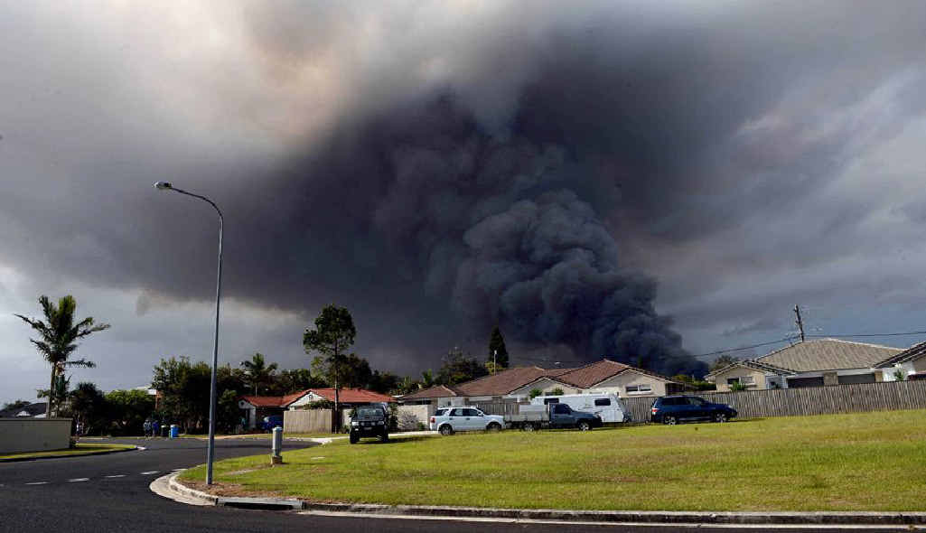 SMOKE rises above Lennox Head as firefighters battle to put backburns in place. SMOKE rises above Lennox Head as firefighters battle to put backburns in place.