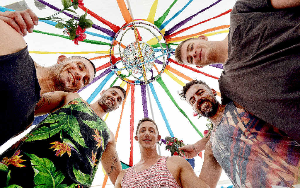CHILLING OUT: Gathered at The Shirley Big Top ahead of Tropical Fruits New Year’s Eve celebrations are, from left, Rikki Thomas, Ed Gilding, Sean Halloran, Benjamin Williams and Tom Shaw, all of whom are from Brisbane. CHILLING OUT: Gathered at The Shirley Big Top ahead of Tropical Fruits New Year’s Eve celebrations are, from left, Rikki Thomas, Ed Gilding, Sean Halloran, Benjamin Williams and Tom Shaw, all of whom are from Brisbane.