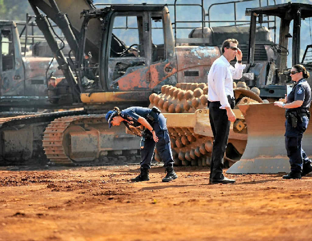 Gladstone detectives are investigating the cause of a fire at Targinnie that destroyed heavy machinery. Gladstone detectives are investigating the cause of a fire at Targinnie that destroyed heavy machinery.