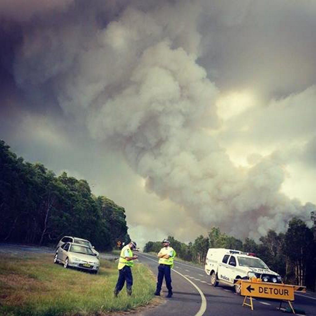 The Coast Road closed off with fire very close to road Monday afternoon. Photo Contributed by Rachel Martin The Coast Road closed off with fire very close to road Monday afternoon. Photo Contributed by Rachel Martin