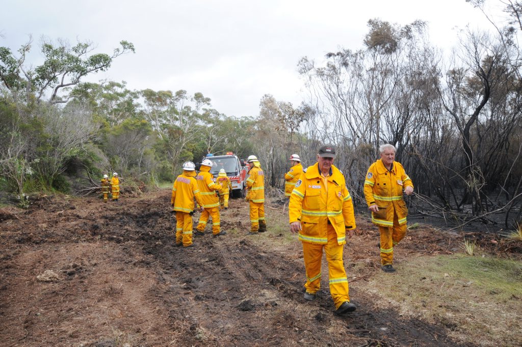 RFS Fire fighters on Fire trail at the Lennox Head fires on Tuesday. Photo Doug Eaton / The Northern Star RFS Fire fighters on Fire trail at the Lennox Head fires on Tuesday. Photo Doug Eaton / The Northern Star