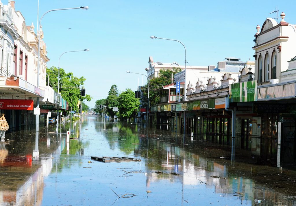Kent St in Maryborough's central business district was inundated by floodwaters in January last year. Kent St in Maryborough's central business district was inundated by floodwaters in January last year.