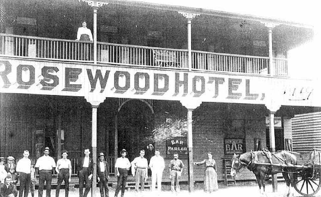 HAUNTING: The woman believed to be the famous lady ghost of the Rosewood Hotel on the top floor veranda. HAUNTING: The woman believed to be the famous lady ghost of the Rosewood Hotel on the top floor veranda.