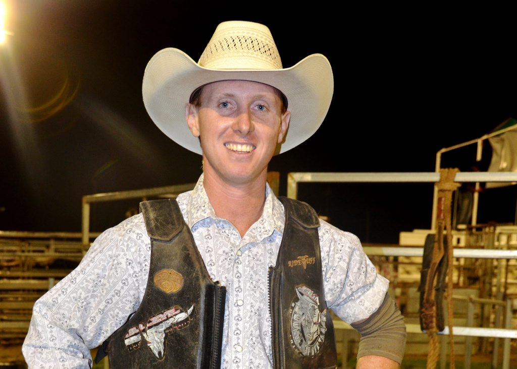 Cowboy Matt Boland, winner of the top prize in the open bull ride event. Cowboy Matt Boland, winner of the top prize in the open bull ride event.