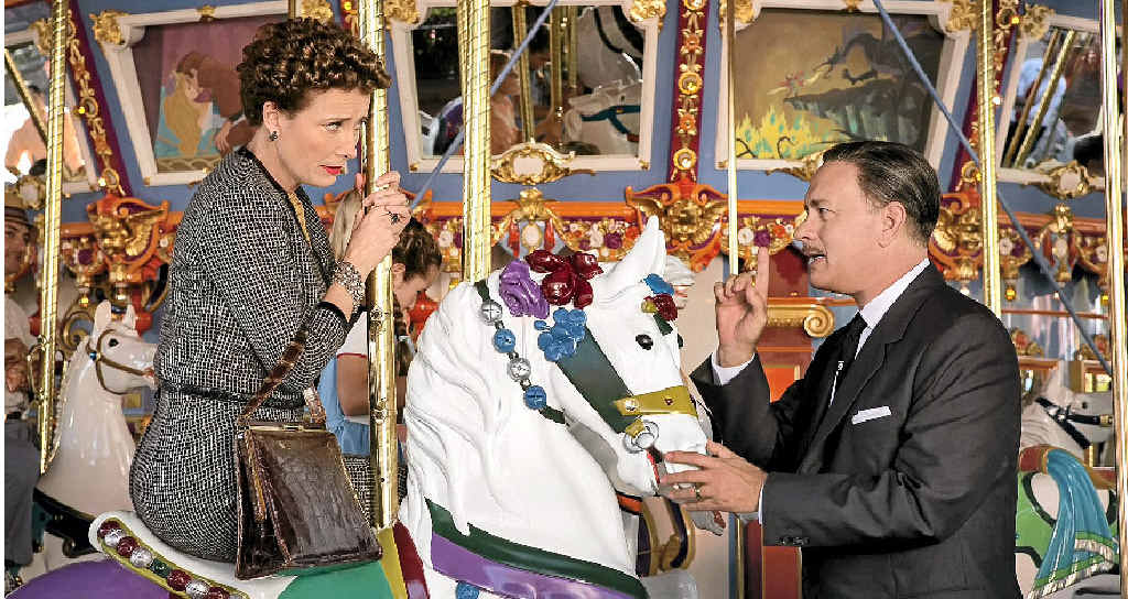 ALL-STAR CAST: Emma Thompson as PL Travers and Tom Hanks as Walt Disney in Saving Mr Banks. ALL-STAR CAST: Emma Thompson as PL Travers and Tom Hanks as Walt Disney in Saving Mr Banks.