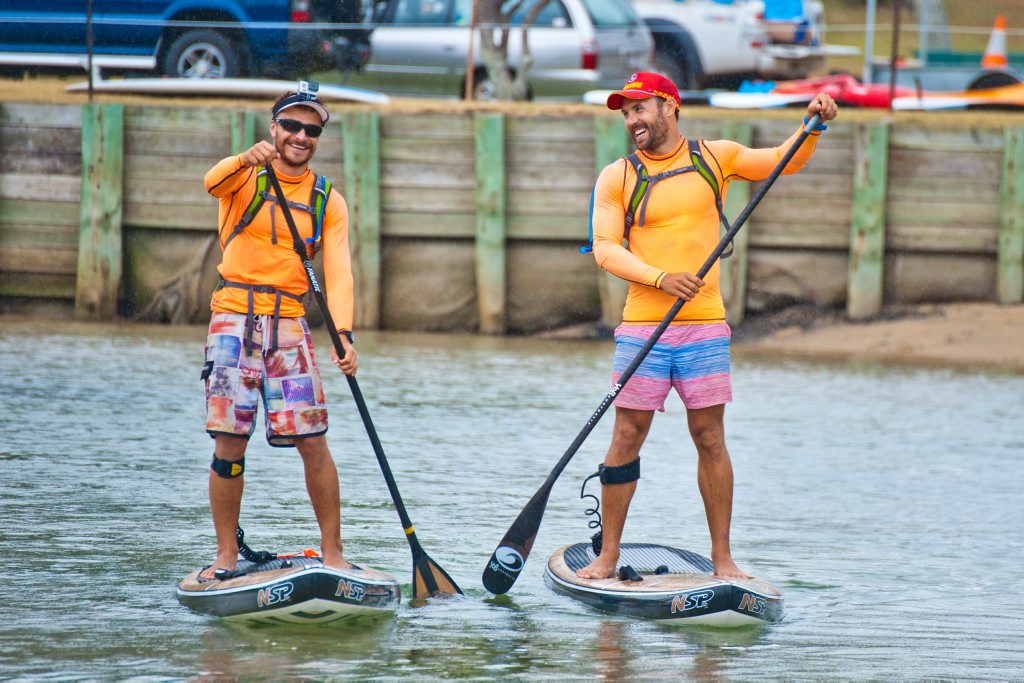 EPIC PADDLE: Dr Tony Miller-Greenman and Michael Leith have the finish line in sight after arriving in Coffs today. EPIC PADDLE: Dr Tony Miller-Greenman and Michael Leith have the finish line in sight after arriving in Coffs today.